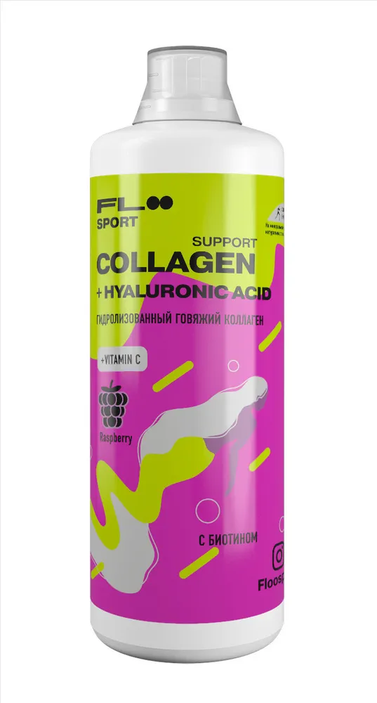 FLOO Sport Препарат для суставов Collagen Hyaluronic Acid Vitamin C 1000 мл (Малина)