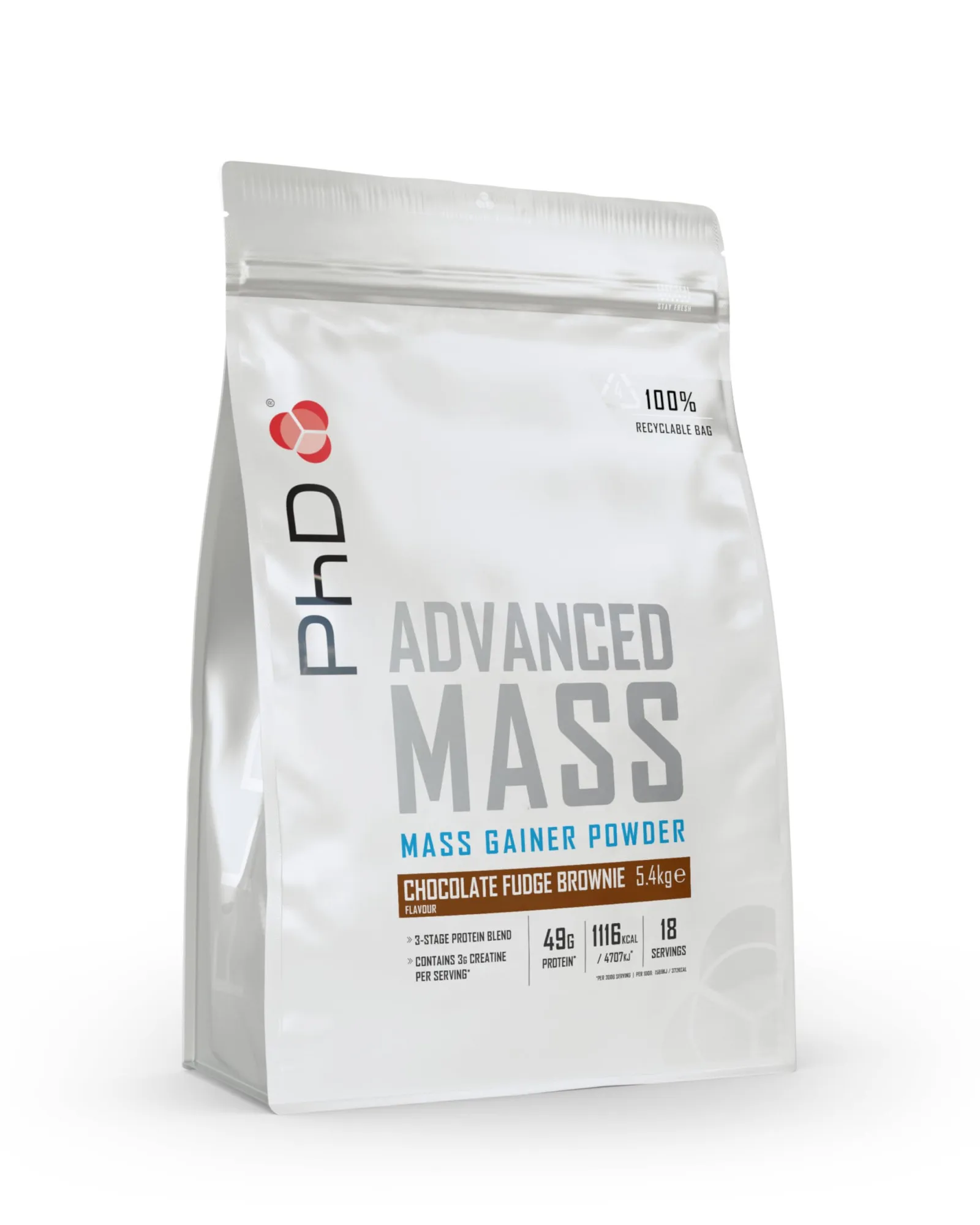 PHD POWDER ADVANCED MASS, вкус Шоколадный брауни, 5,4 кг.